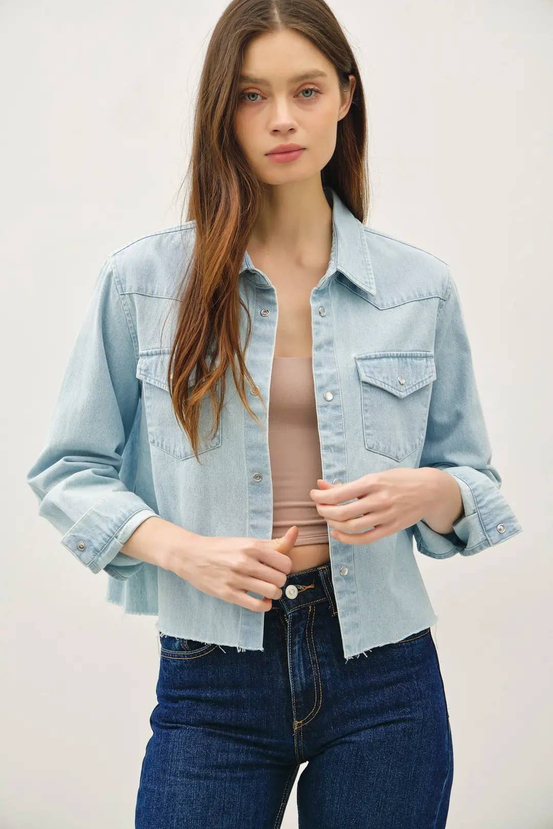 KENNEDY DENIM CROPPED SHACKET