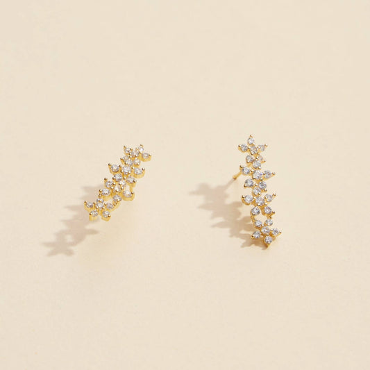 Linked Floral Gold Dip Stud Earrings