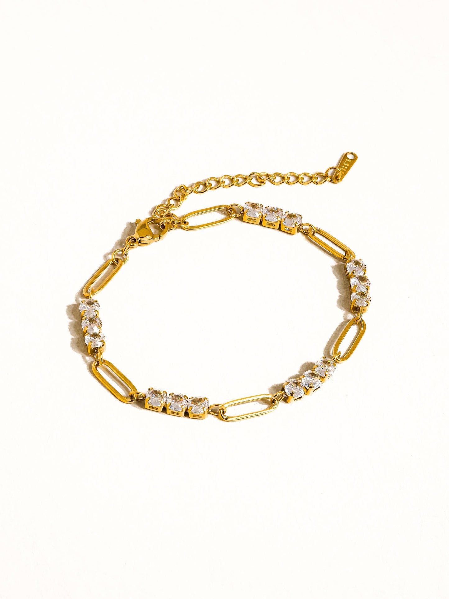 Basil Rhinestone Chain Bracelet