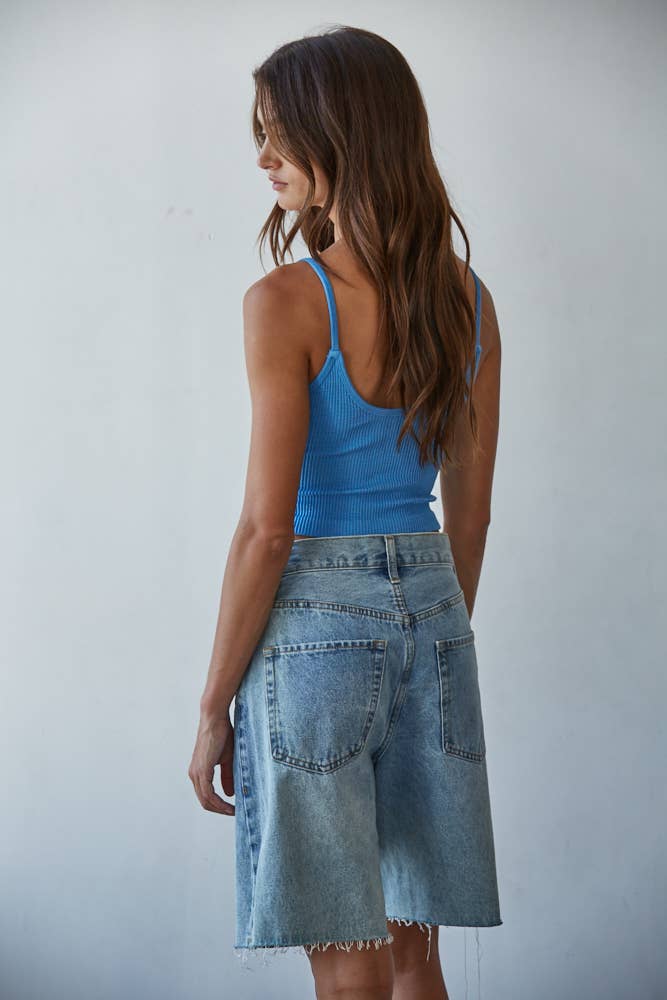 Knit Ribbed Seamless UV Neck Brami