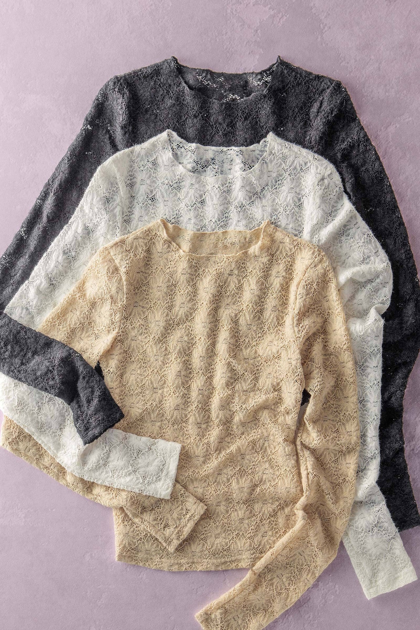 Vintage Floral Lace Long Sleeve Layering Top