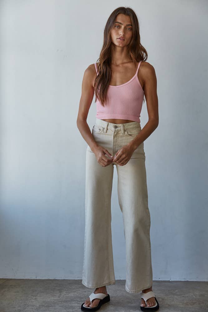 Knit Ribbed Seamless UV Neck Brami