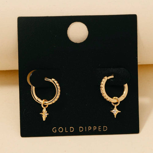 Star Charm Hoop Earrings