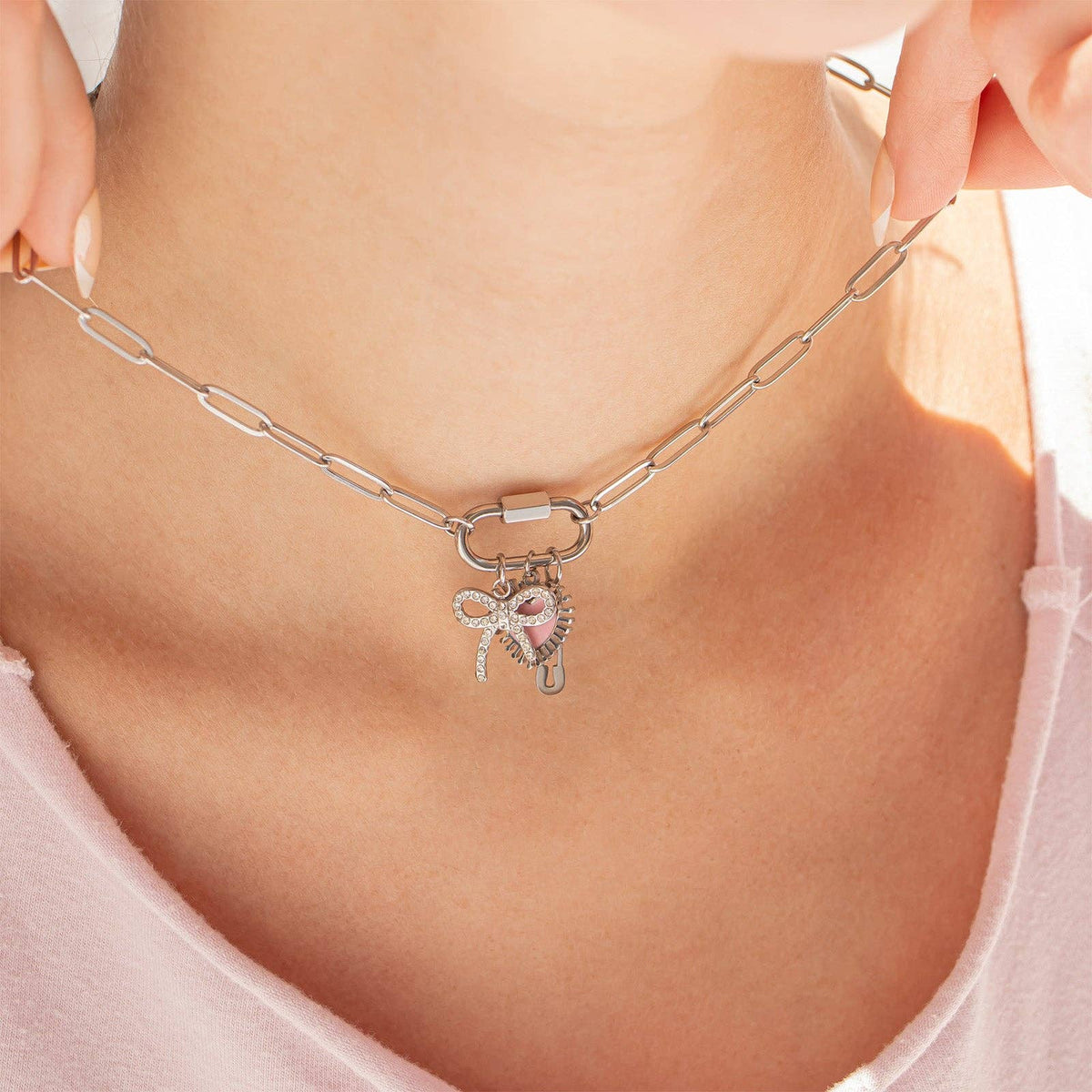 Gold Paperclip Carabiner Necklace