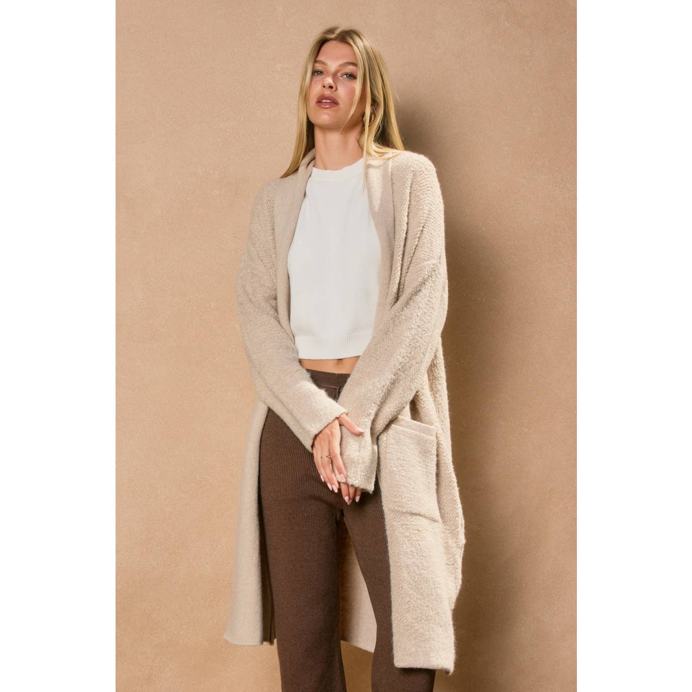 Open Front Long Cardigan
