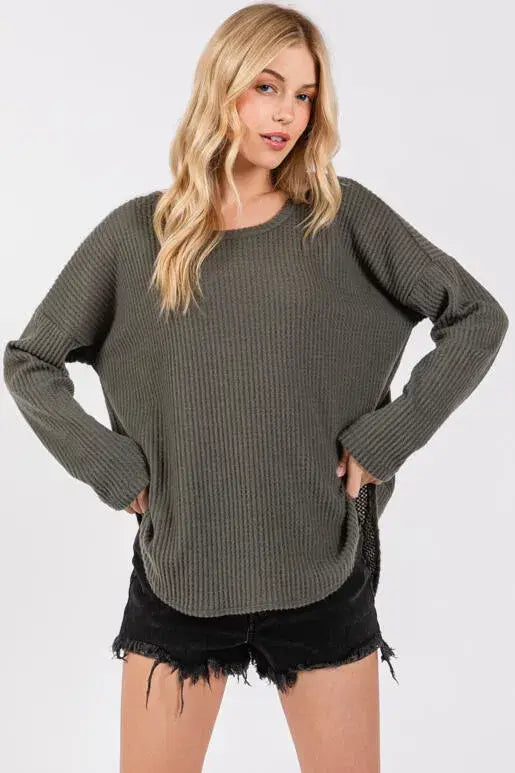 Brushed Waffle Long Sleeve Top