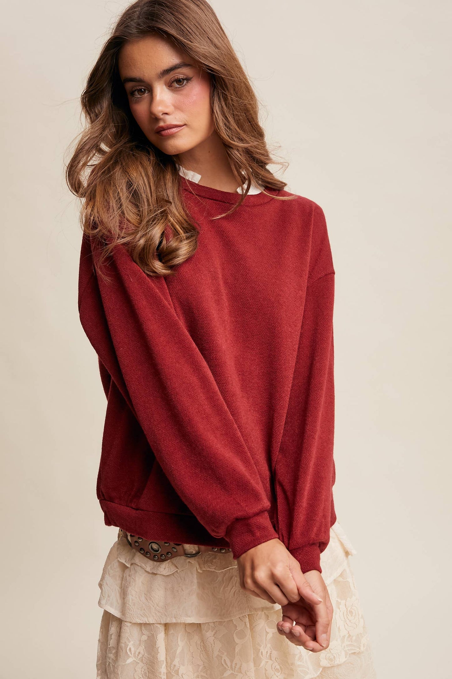 Brushed Knit Pullover Top