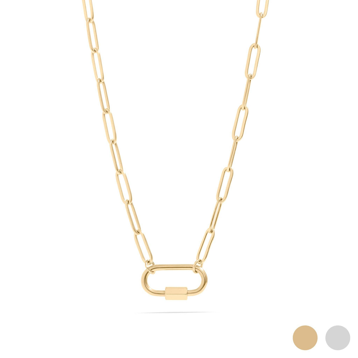 Gold Paperclip Carabiner Necklace