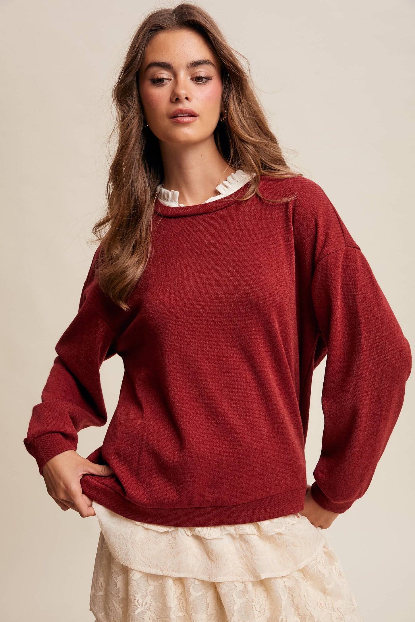 Brushed Knit Pullover Top