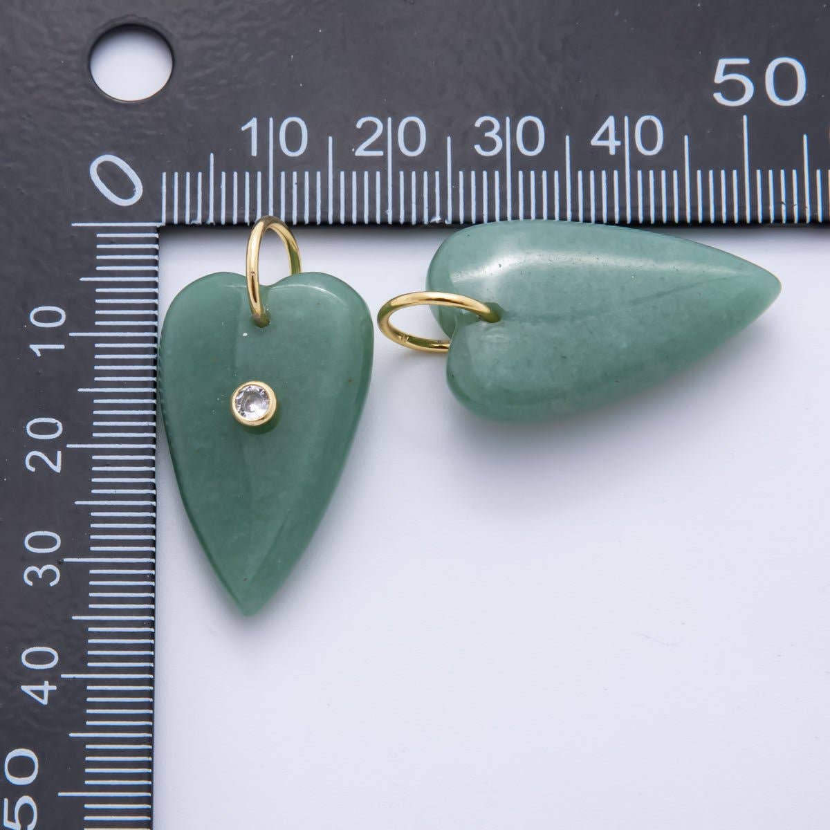 Long Heart Gemstone Charm