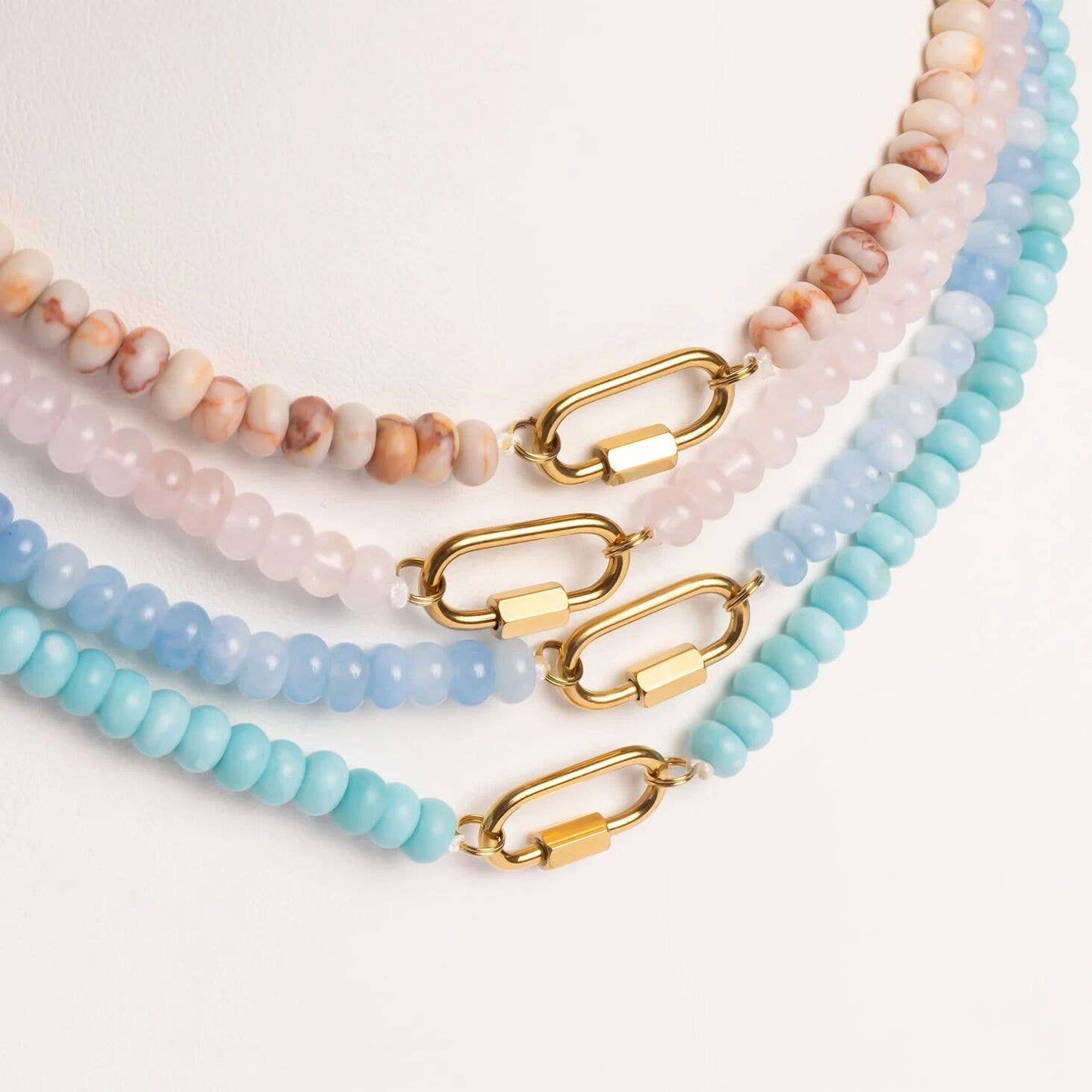 Turquoise Chunky Bead Carabiner Necklace