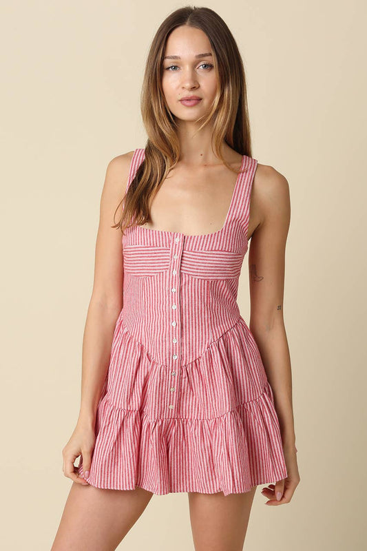 Emily Striped Tiered Strappy Romper