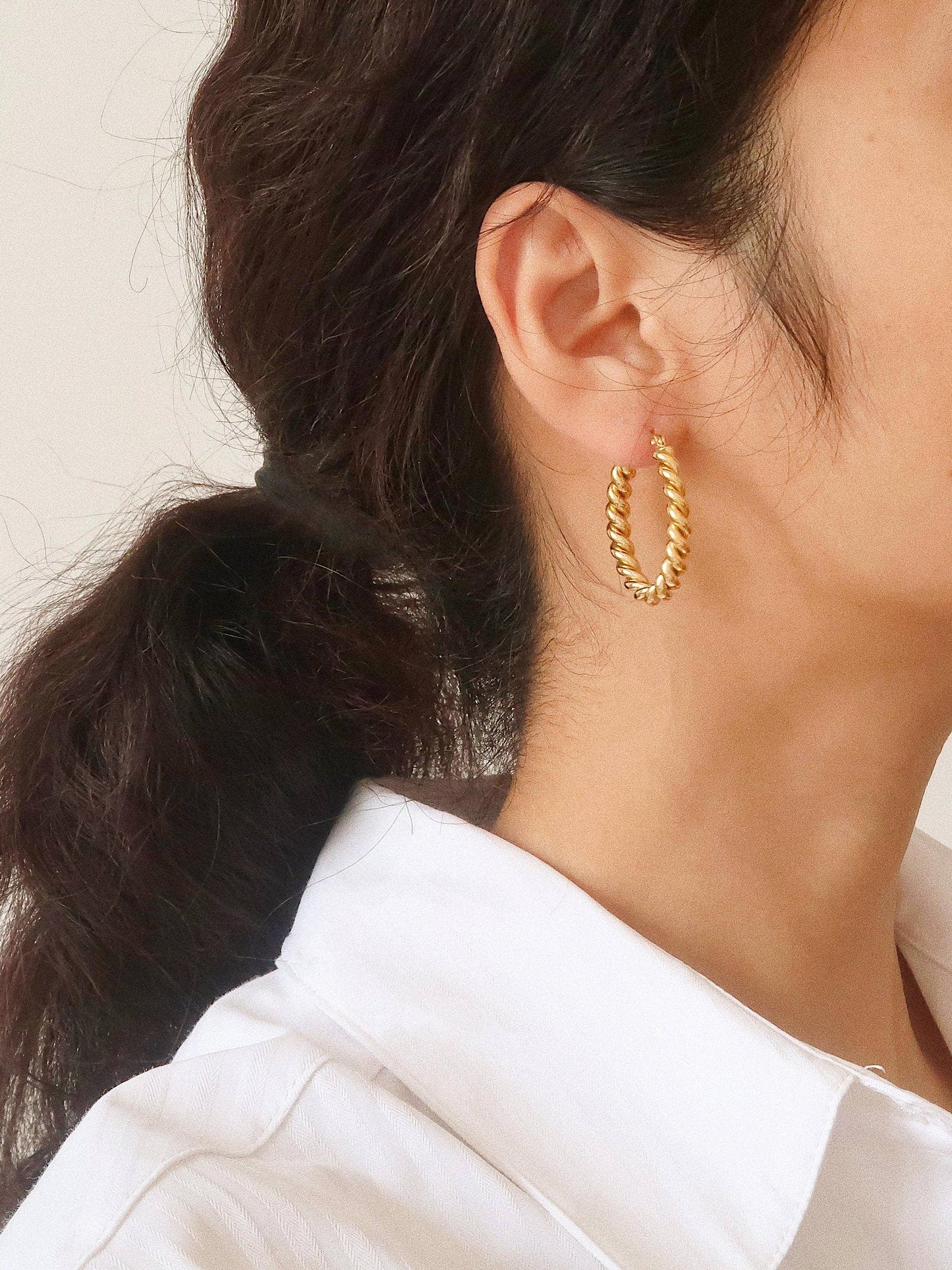 Brook Gold Braided Hoop Earring