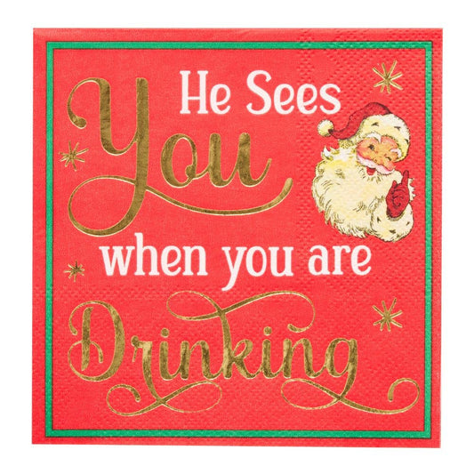 'He Sees You...' Cocktail Napkins/26pk