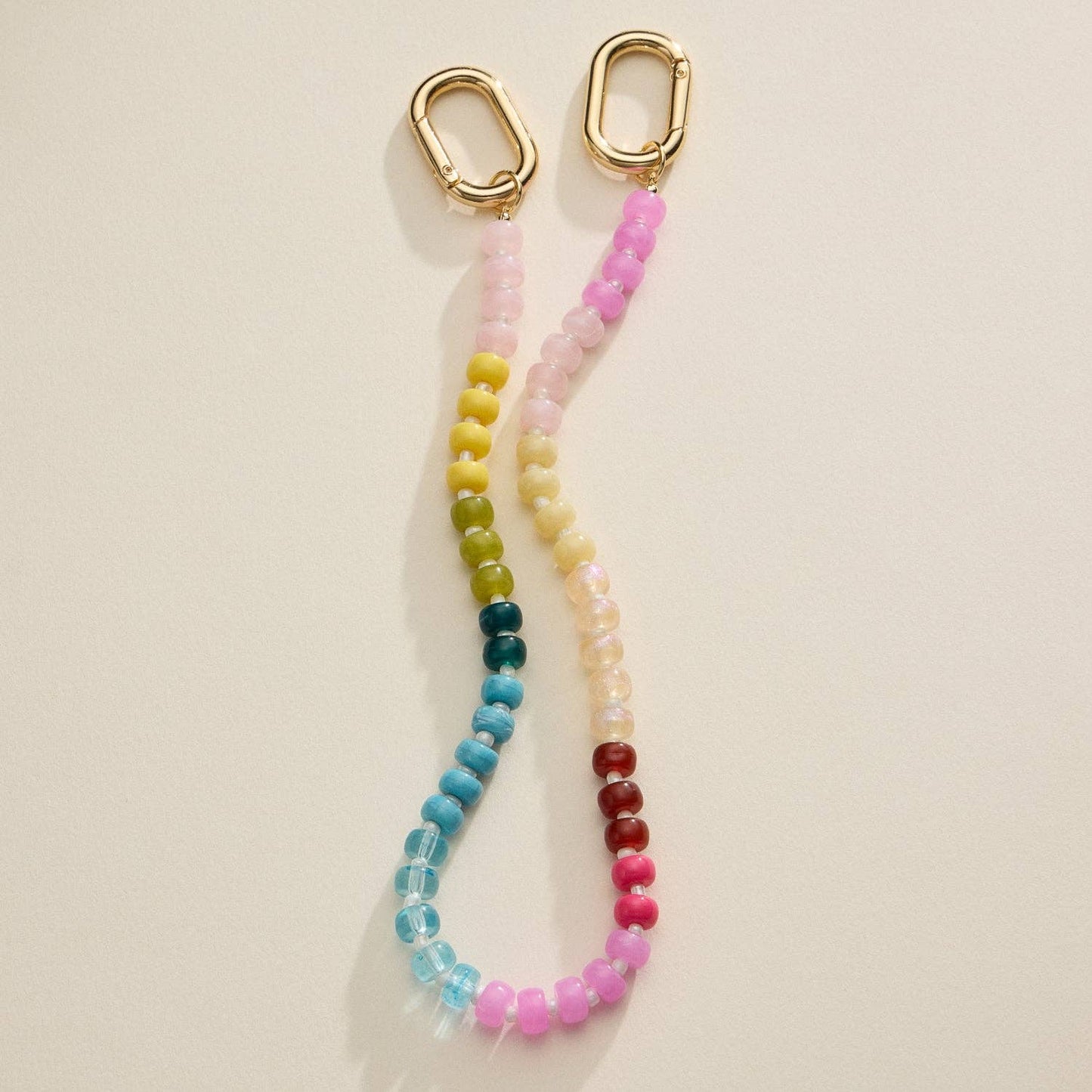 Colorful Beaded Bag Charm with Gold Clasp