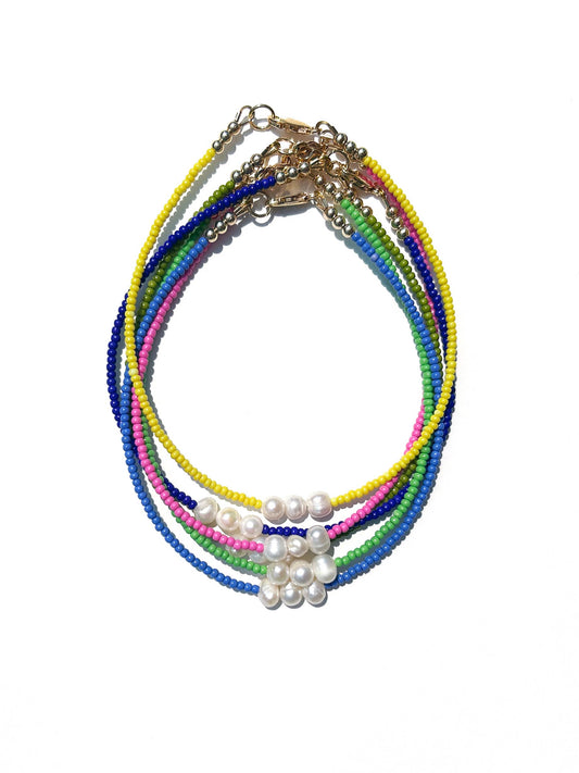 Bailey Handmade Colorful Pearl Seed Bead Anklets Gold Filled