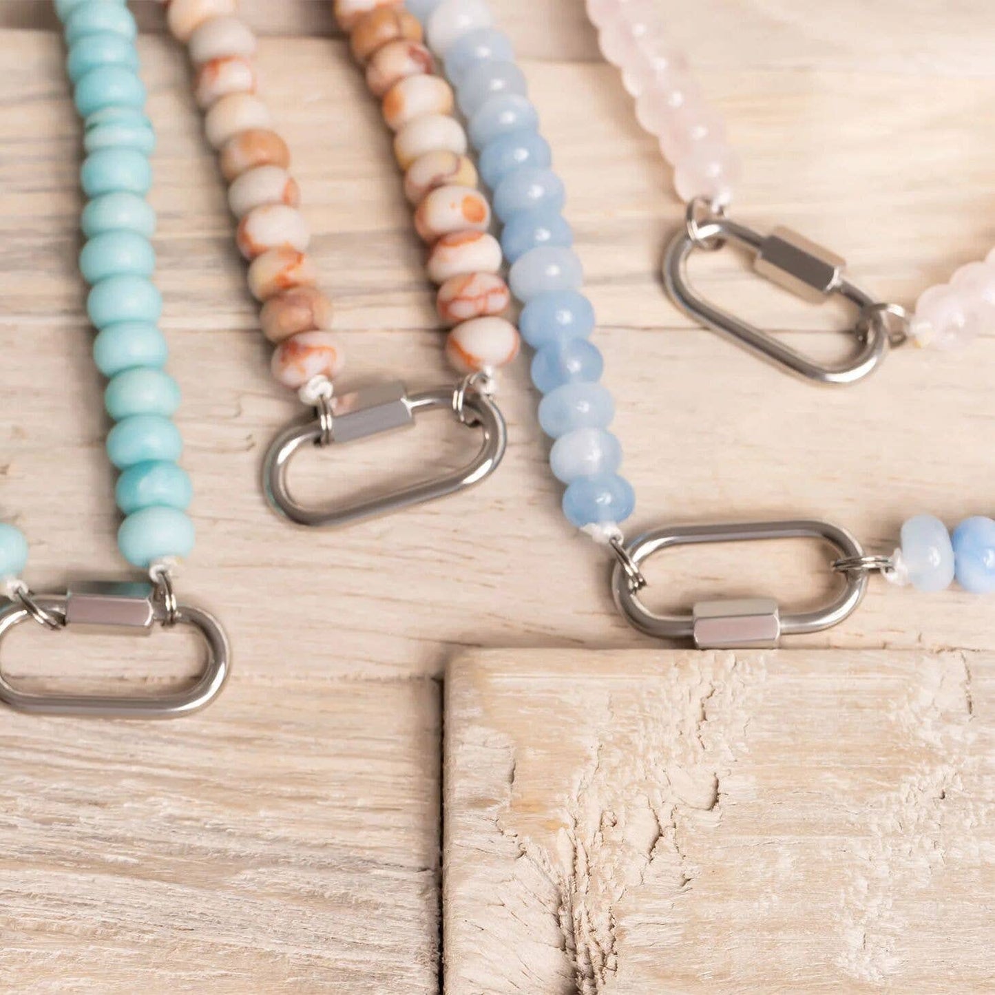 Turquoise Chunky Bead Carabiner Necklace