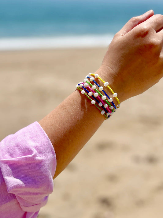Bailey Handmade Colorful Pearl Seed Bead Bracelets Gold Fill