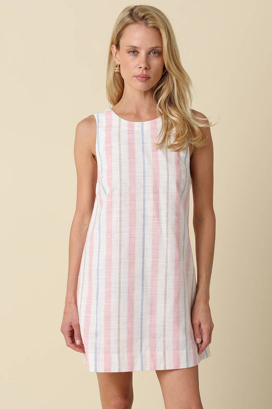 Isla Striped Open Back Mini Dress