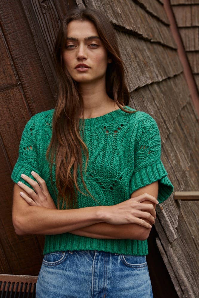 Knit Sweater Crochet Short Sleeve Top
