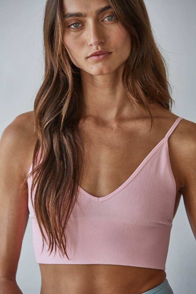 Ribbed Triangle Chest Spaghetti Strap Brami