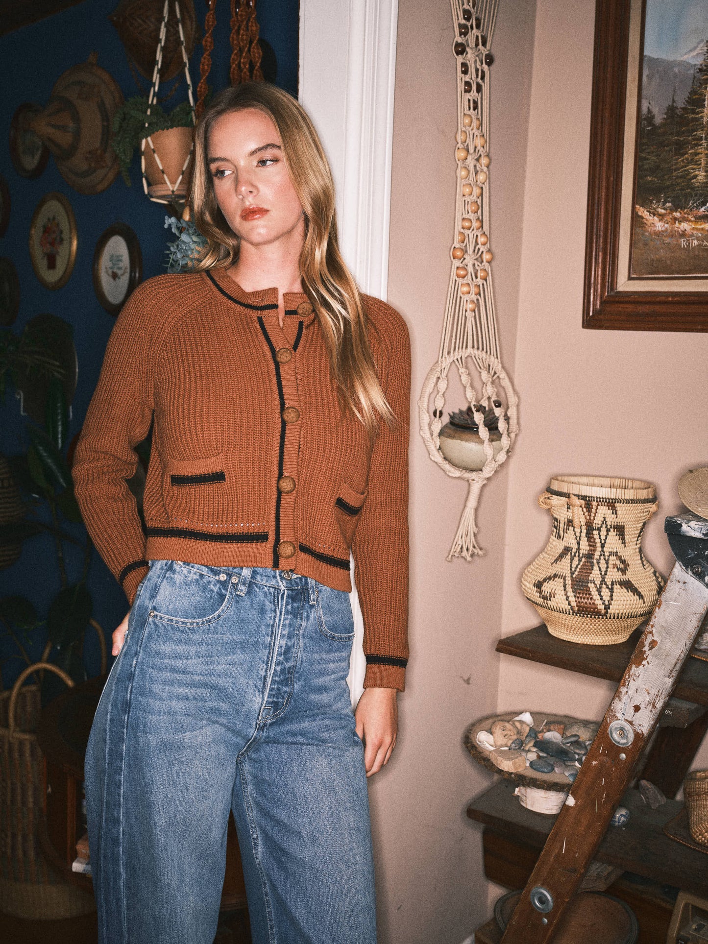 NUTMEG CHUNKY BUTTON DOWN CARDIGAN