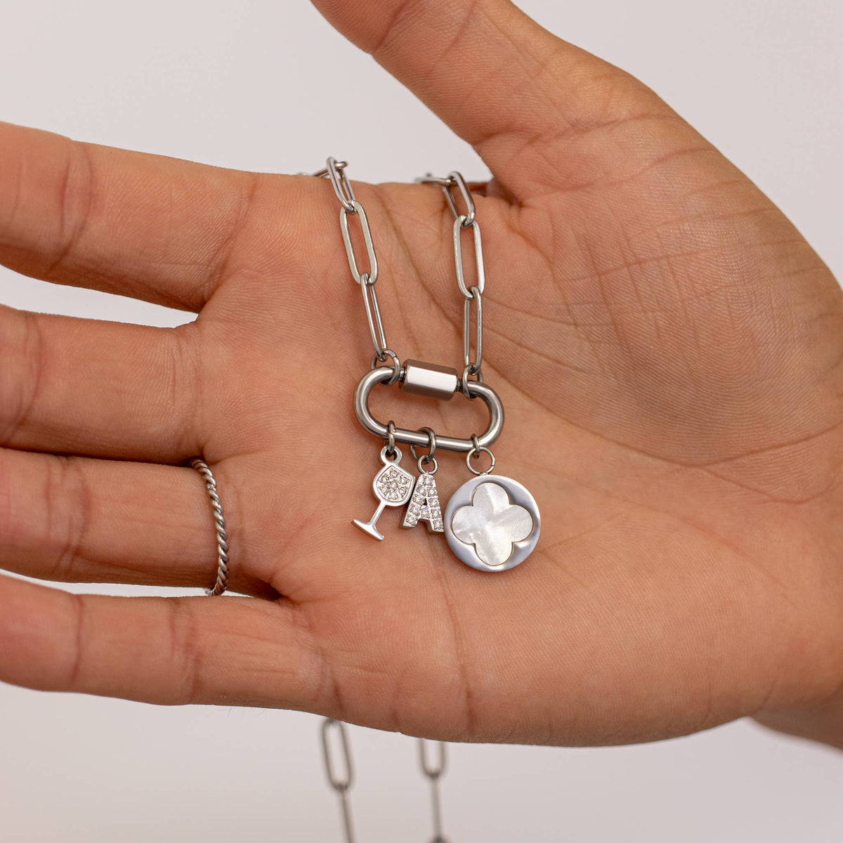 Gold Paperclip Carabiner Necklace