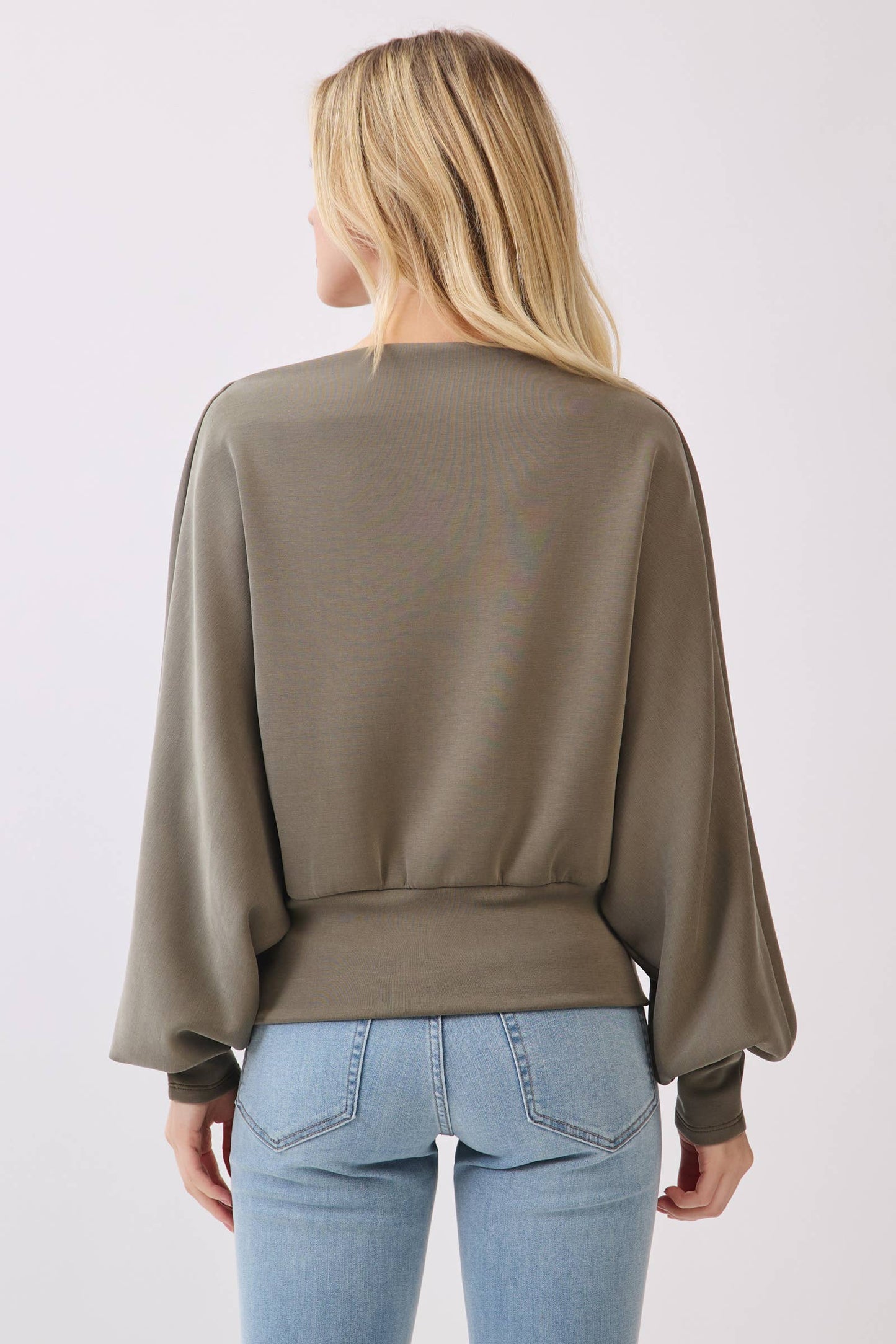 Jersey Boat Neck Long Sleeve Top