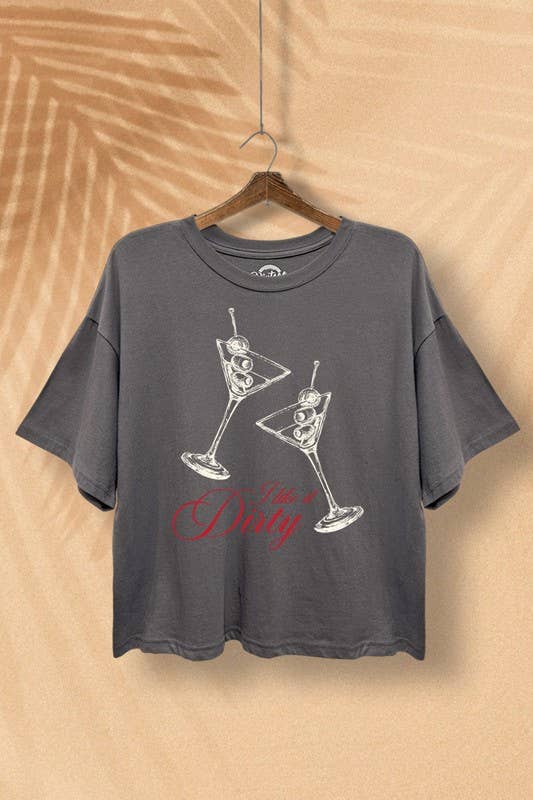 "I LIKE IT DIRTY" MARTINI BOXY CROP TOP