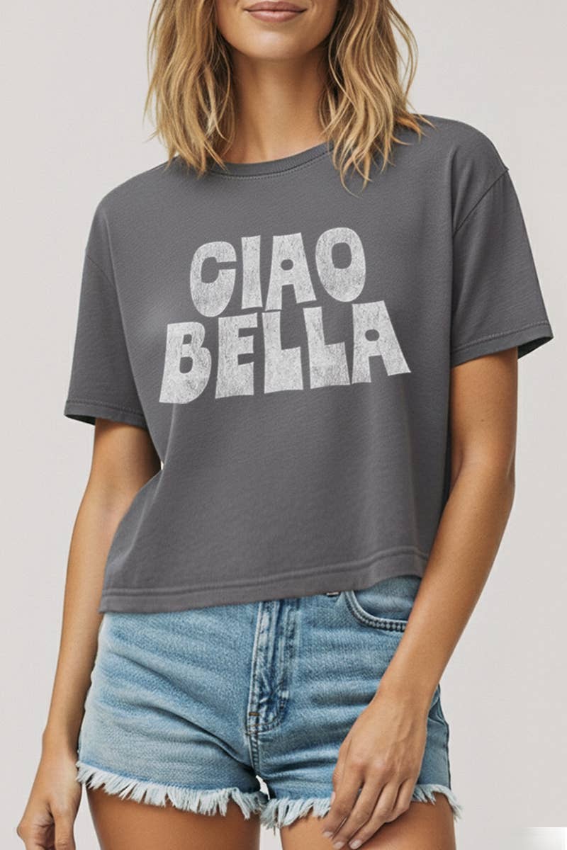 CIAO BELLA GRAPHIC BOXY CROP TOP