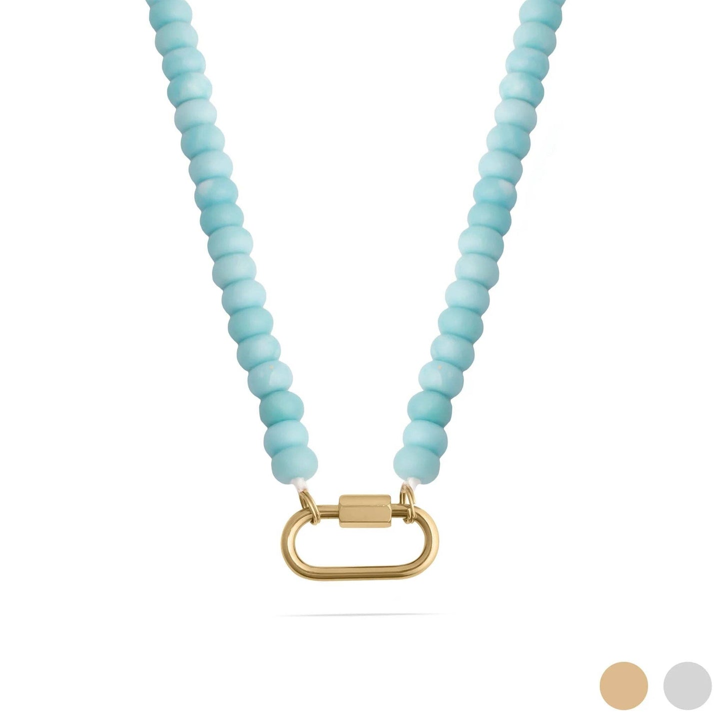 Turquoise Chunky Bead Carabiner Necklace