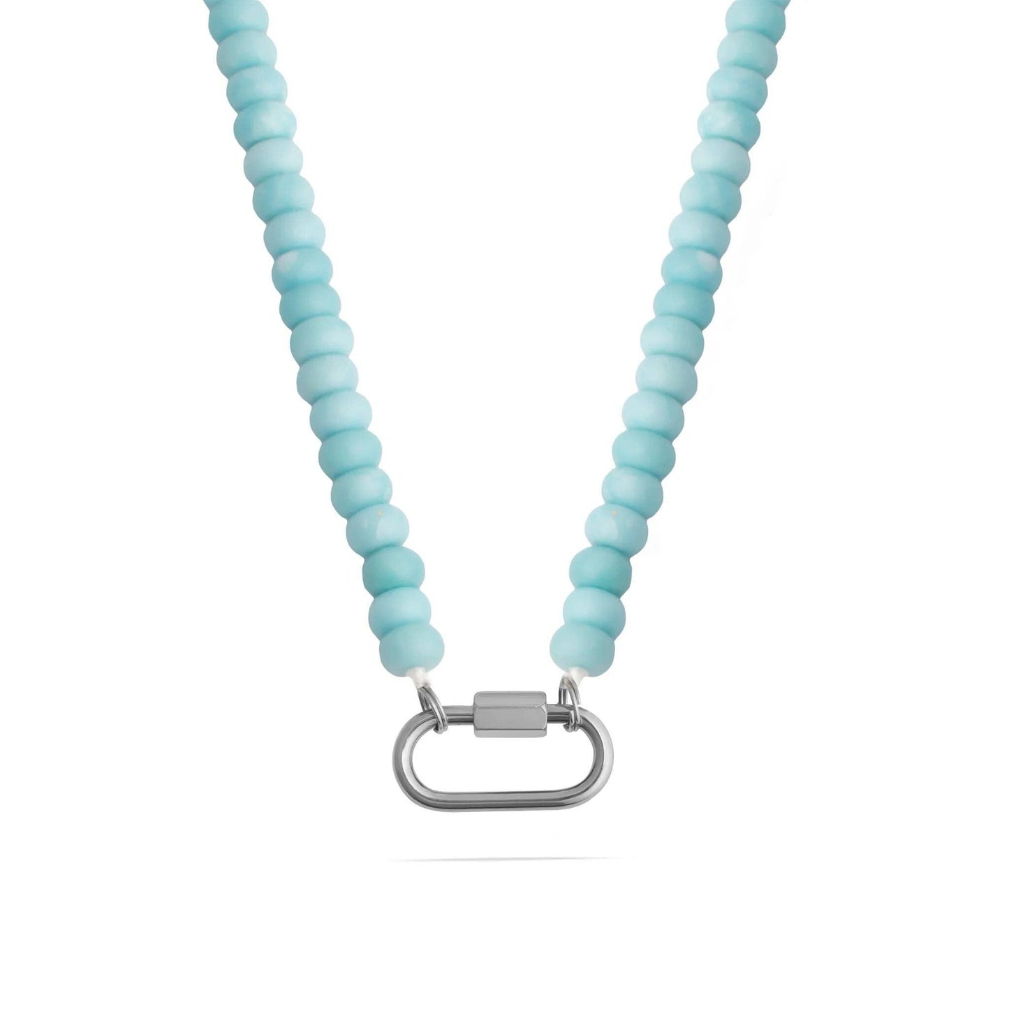 Turquoise Chunky Bead Carabiner Necklace