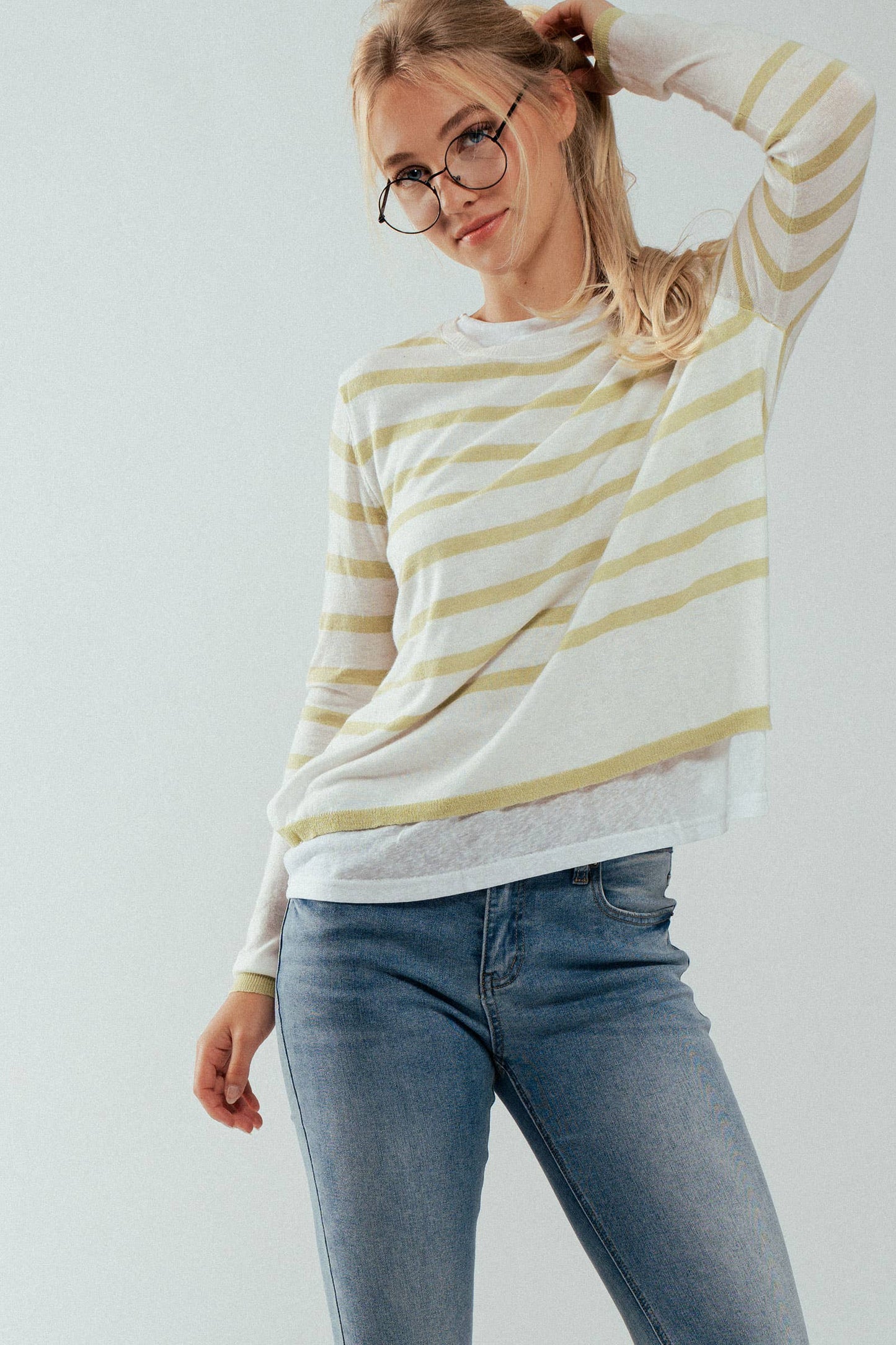 Crew Neck Long Sleeve Relaxed Fit Casual Sweater Top