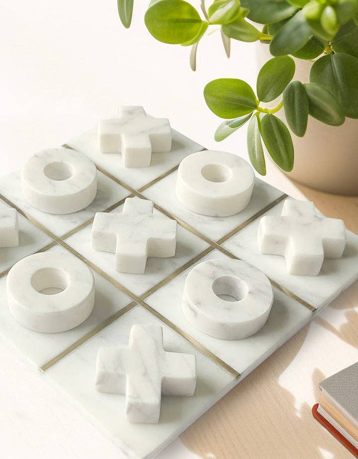 Decorative White Marble Tic Tac Toe