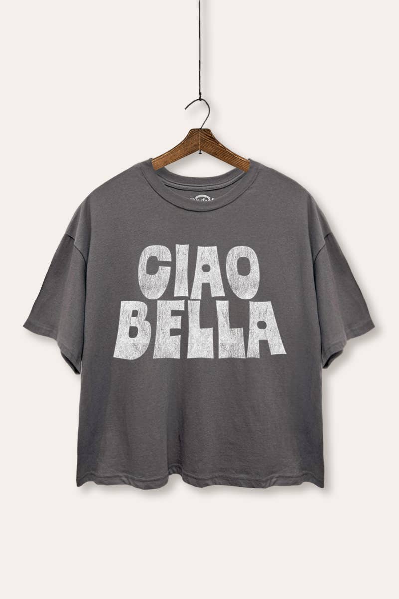 CIAO BELLA GRAPHIC BOXY CROP TOP