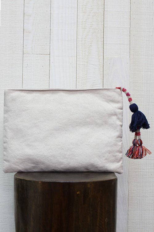 Multi Colored Embroidered Large Clutch