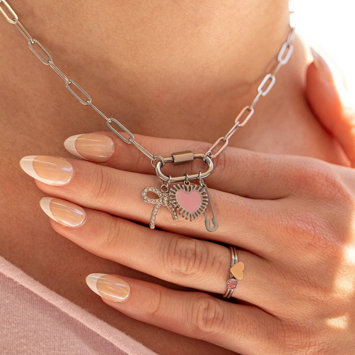 Gold Paperclip Carabiner Necklace