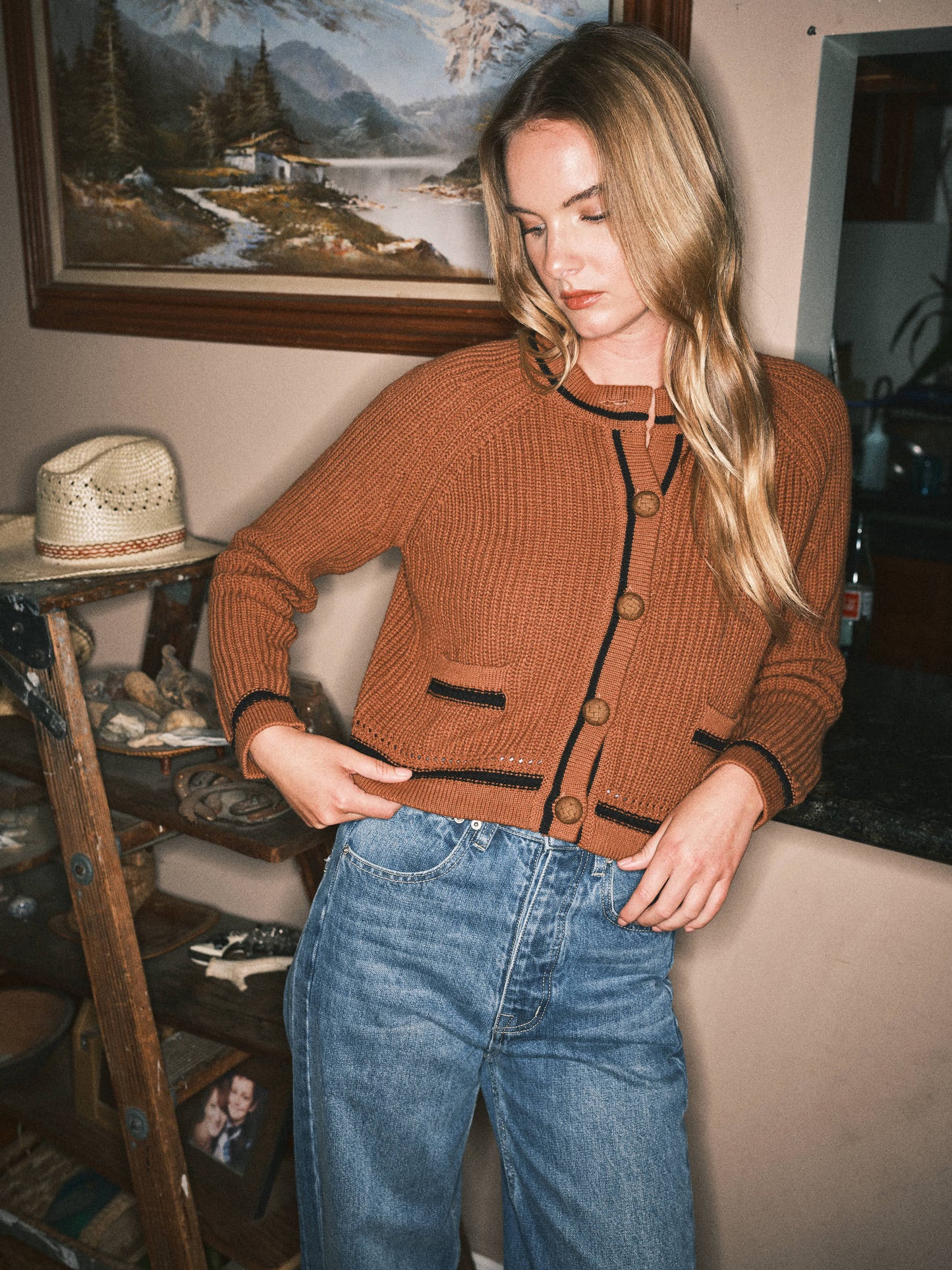 NUTMEG CHUNKY BUTTON DOWN CARDIGAN