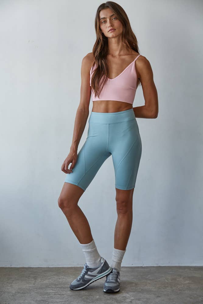 Ribbed Triangle Chest Spaghetti Strap Brami