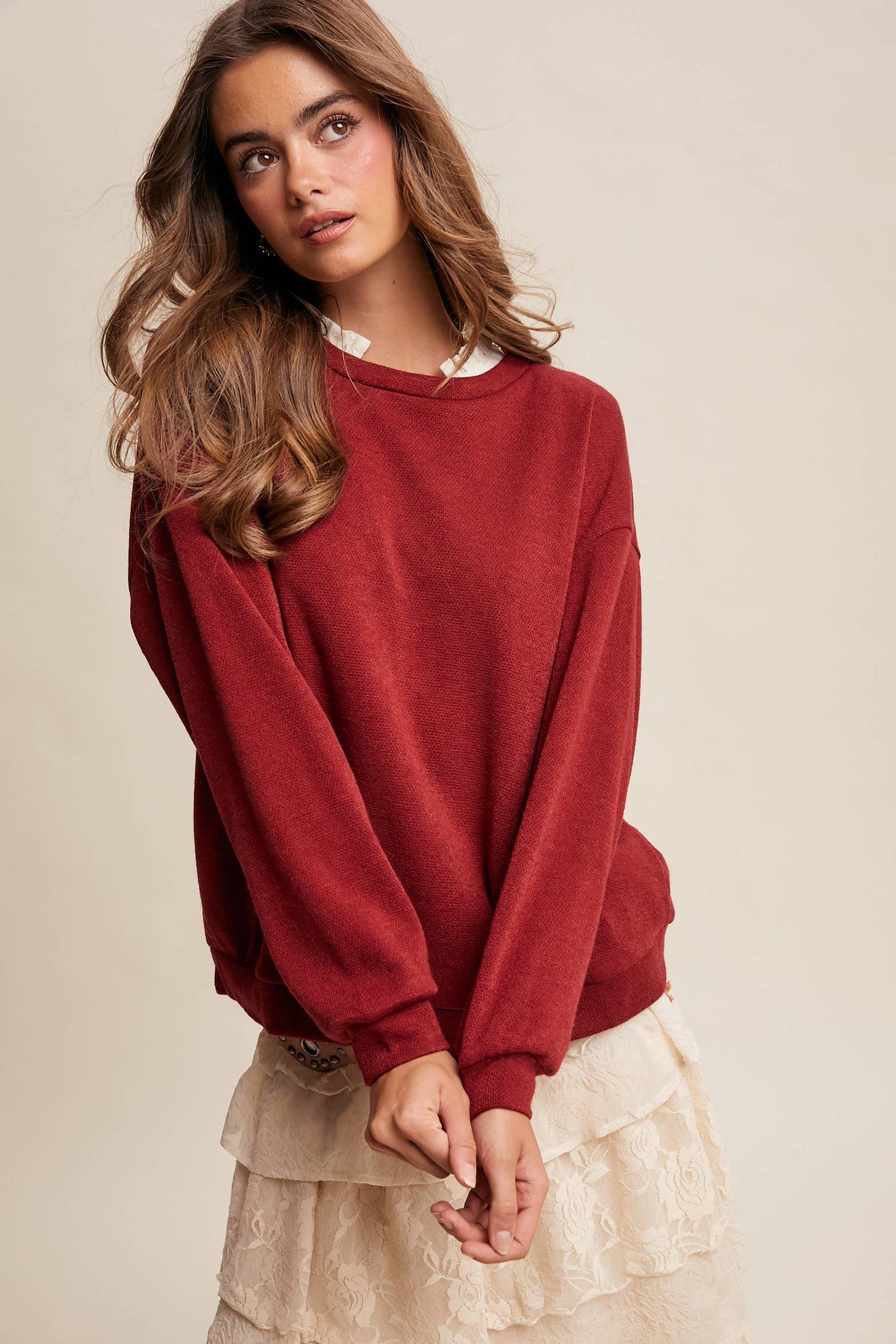 Brushed Knit Pullover Top