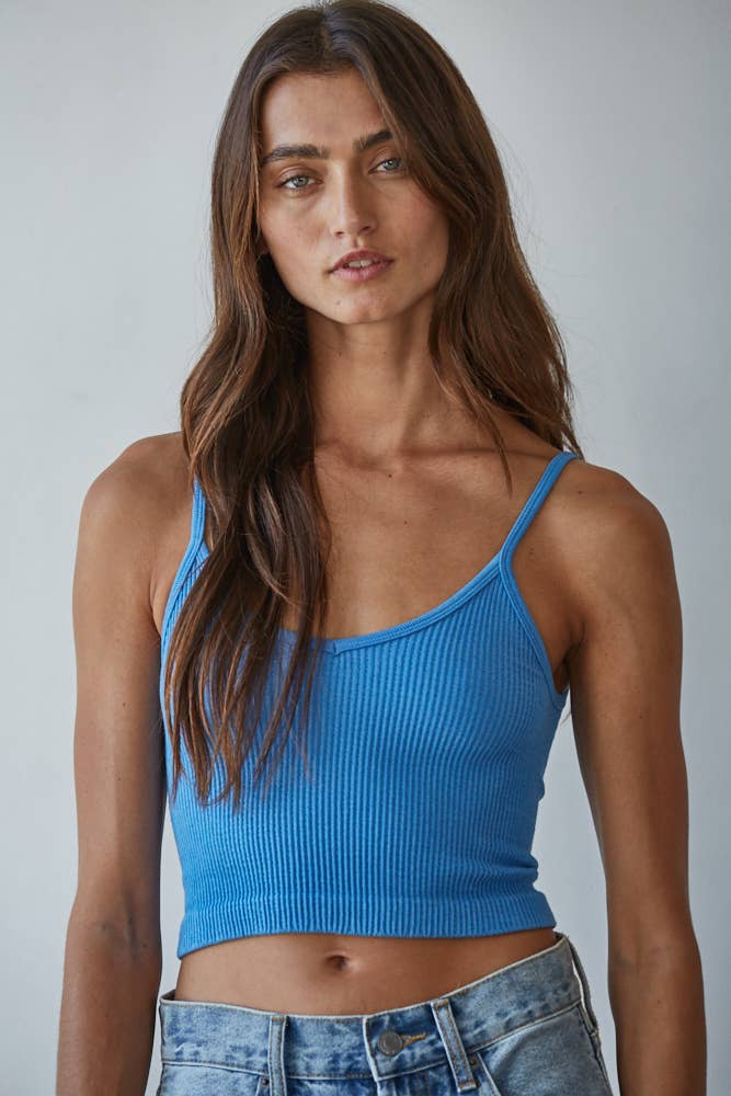 Knit Ribbed Seamless UV Neck Brami