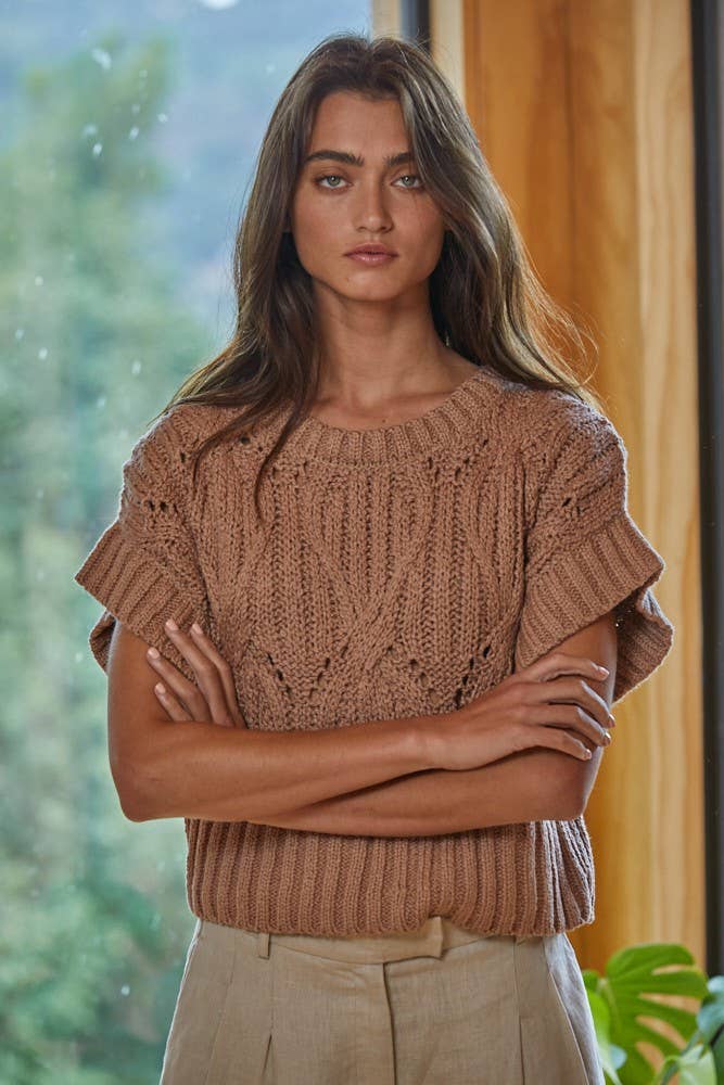 Knit Sweater Crochet Short Sleeve Top