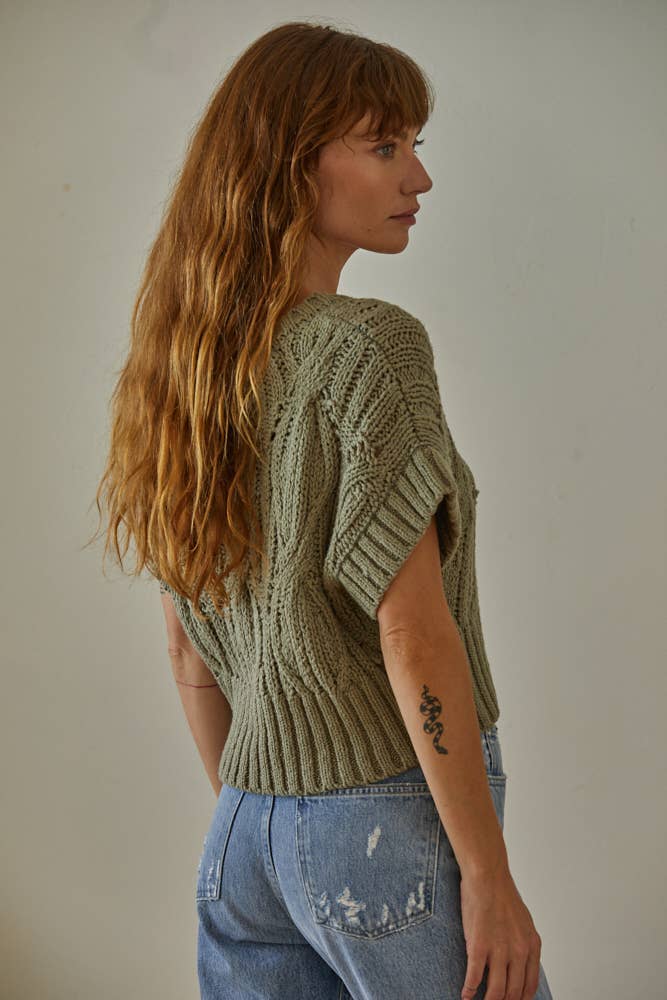 Knit Sweater Crochet Short Sleeve Top