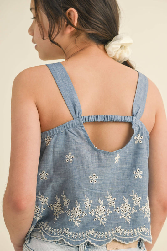 KIDS GIRLS BABYDOLL BACK CUTOUT TOP