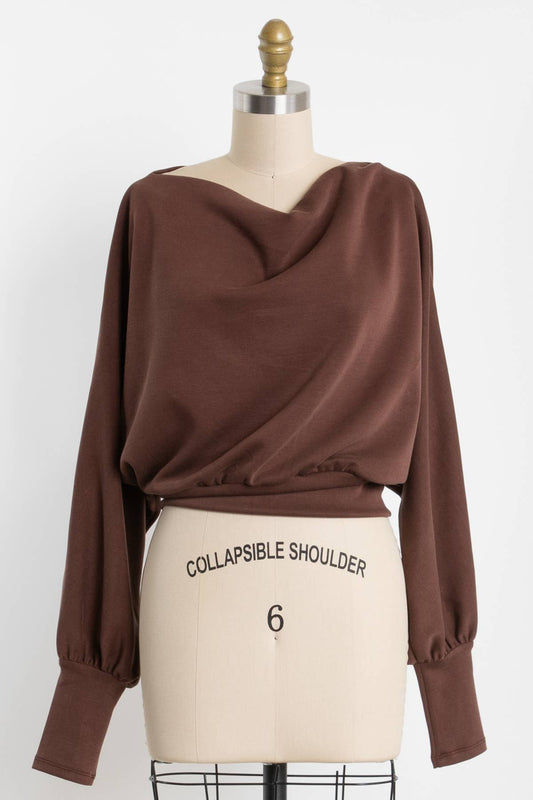 Jersey Boat Neck Long Sleeve Top