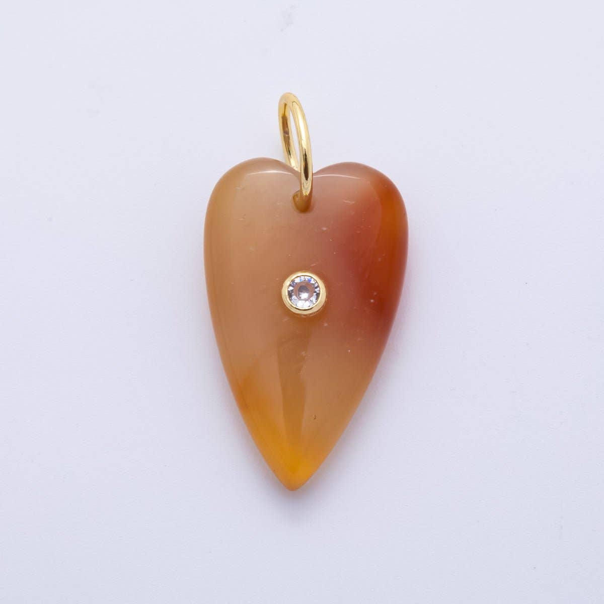 Long Heart Gemstone Charm