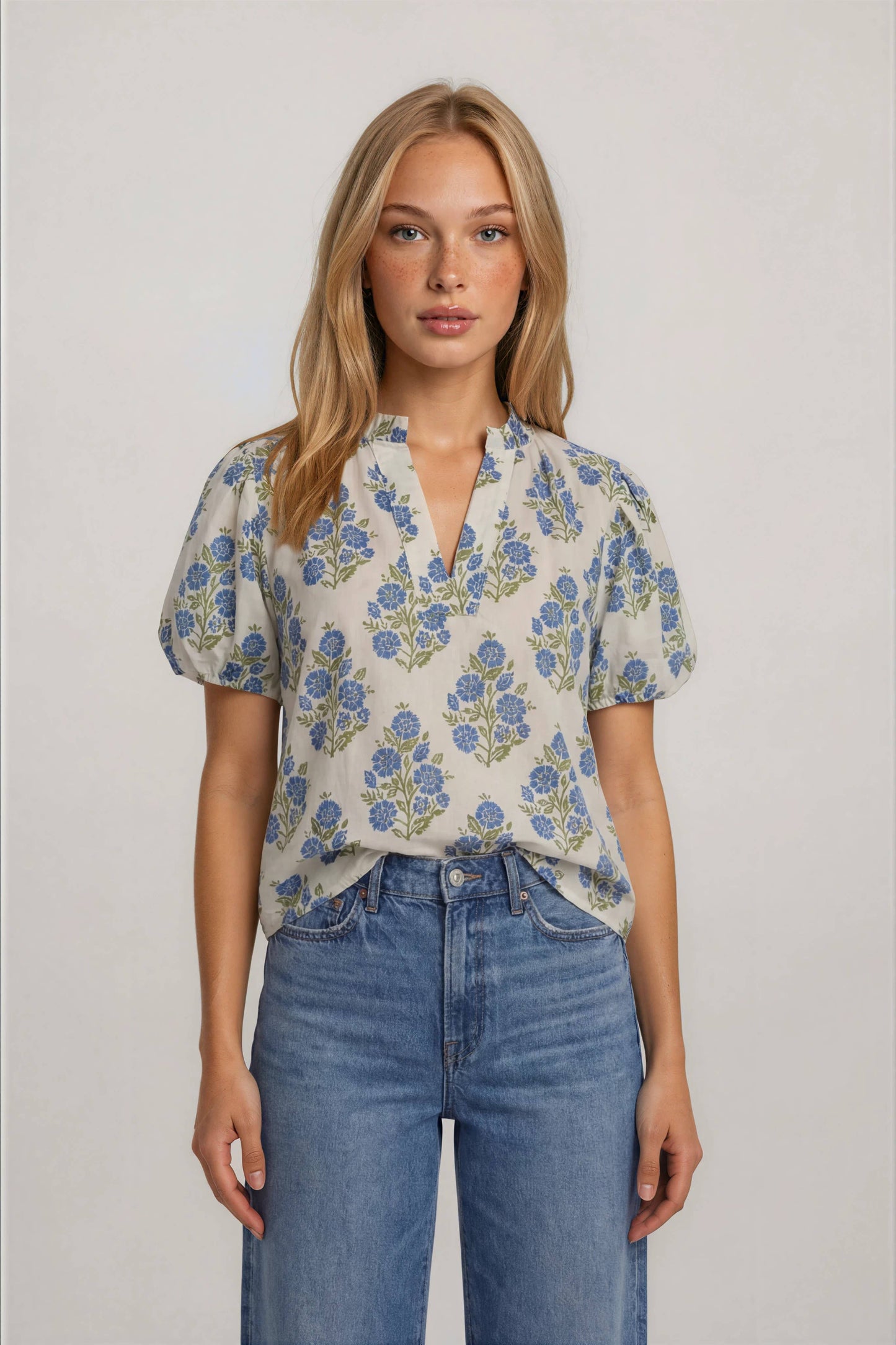 FLORAL PUFF SLEEVE TOP