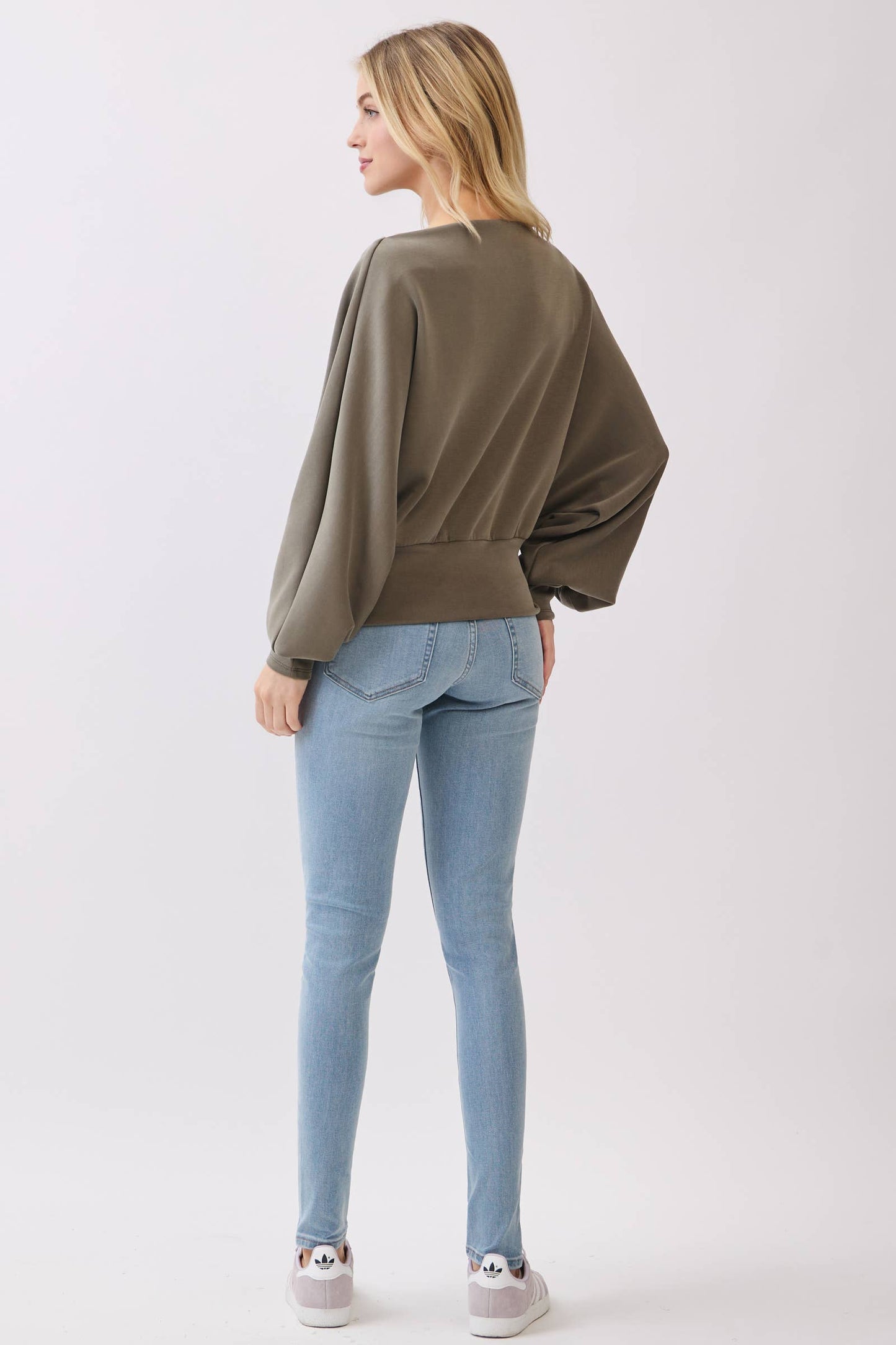Jersey Boat Neck Long Sleeve Top