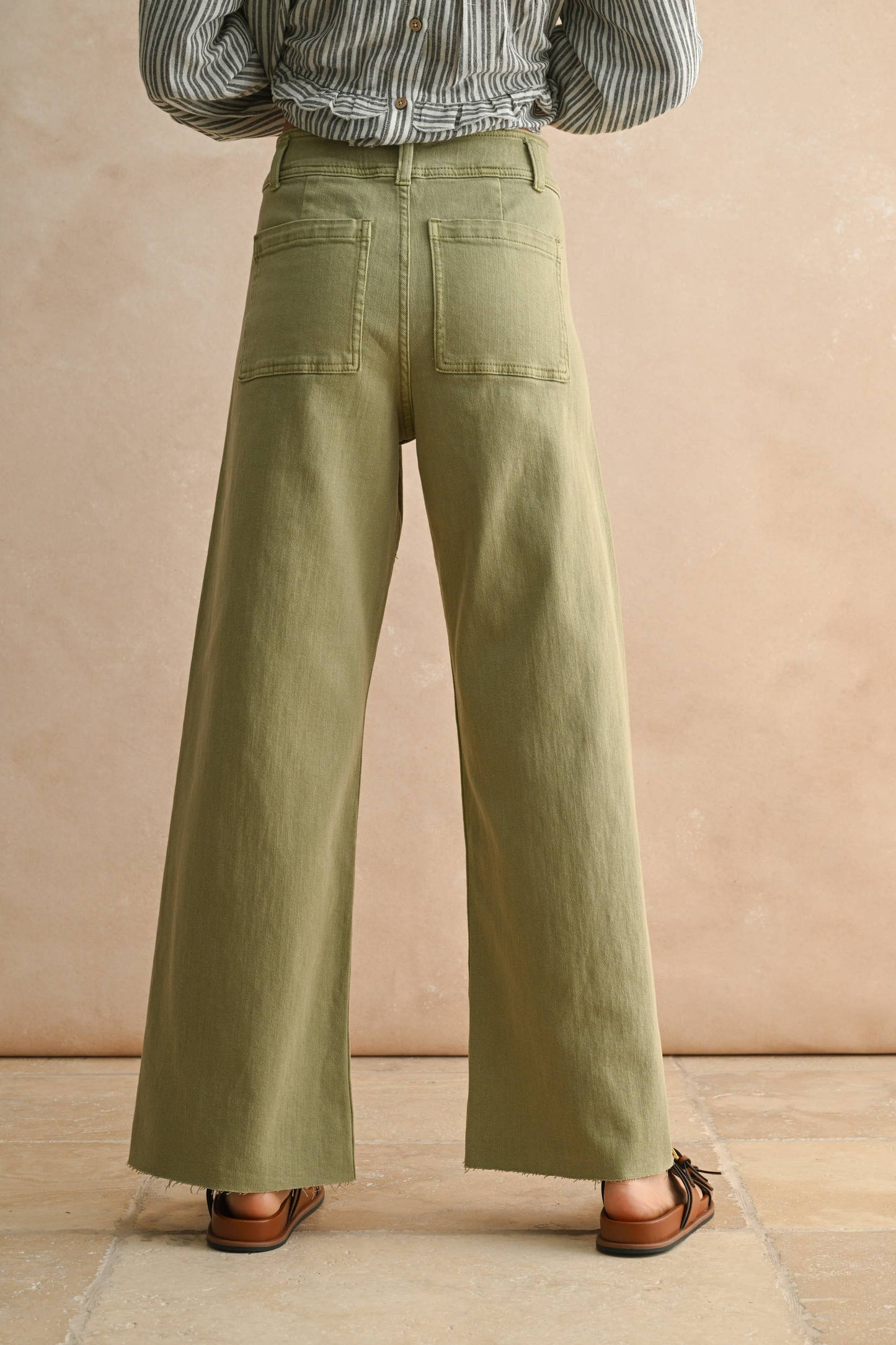 STRAIGHT WIDE LEG DENIM PANTS
