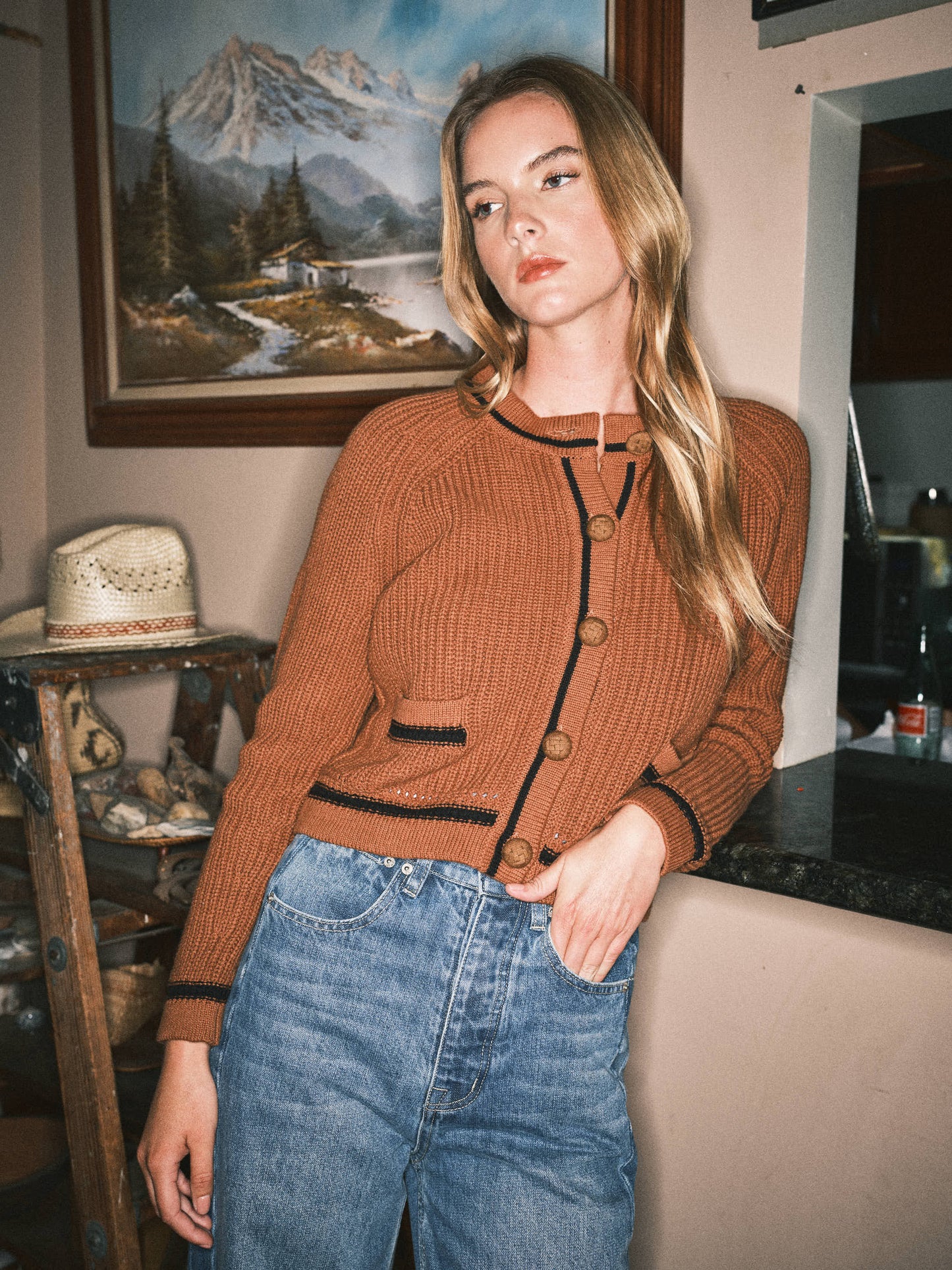 NUTMEG CHUNKY BUTTON DOWN CARDIGAN